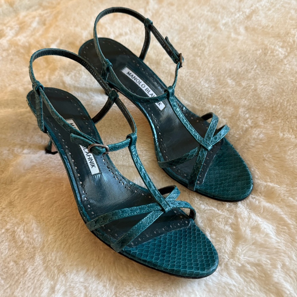 Manolo Blahnik Kitten Heel Sandals